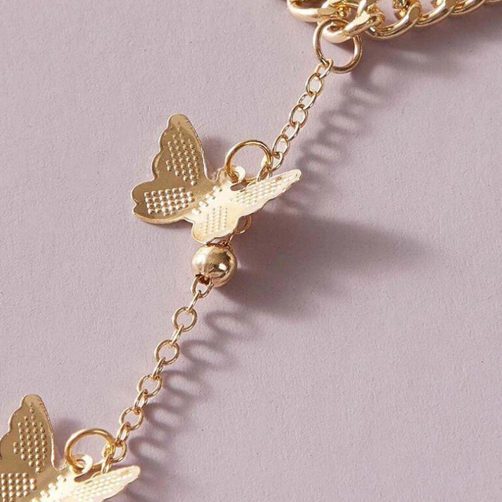 Gelang Liontin Butterfly Bahan Alloy Gaya Punk Untuk Wanita