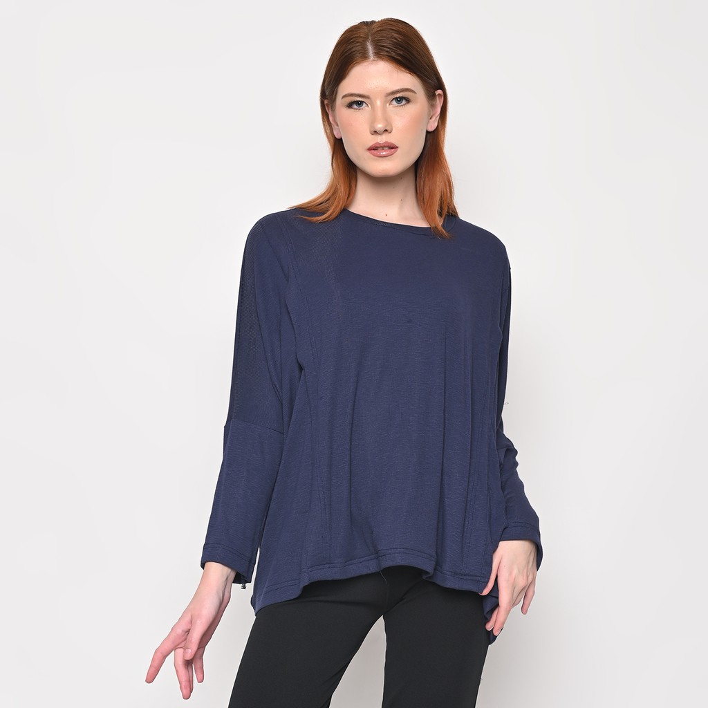 

Monomom Cozy Top Dark Blue Knit - Baju Menyusui Nursing Wear Stylish