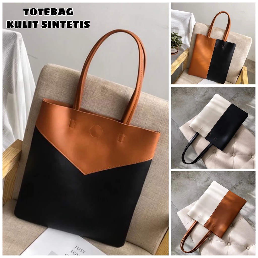 FLASH SALE - TOTEBAG KULIT UKURAN 32x35 CM BERBAHAN KULIT SINTETIS IMPORT BANDUNG | TOTEBAG BESAR UNTUK WANITA KERJA/KULIAH | TOTEBAG DUA WARNA | TOTEBAG IMPORT | TOTEBAG PRIA/WANITA | TOTEBAG KULIT TEBAL | TOTEBAG COKLAT | TOTEBAG CREAM, HITAM
