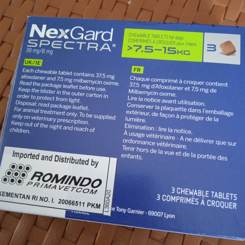 Obat Kutu Anjing NEXGARD size M (7.5-15 kg) ORIGINAL 1 BOX