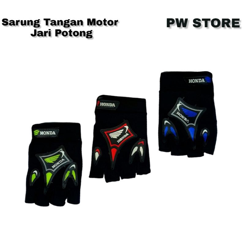 Sarung Tangan Motor Racing Pria Monster, Honda, Fox Jari Potongan [ST RACING POT ECER]