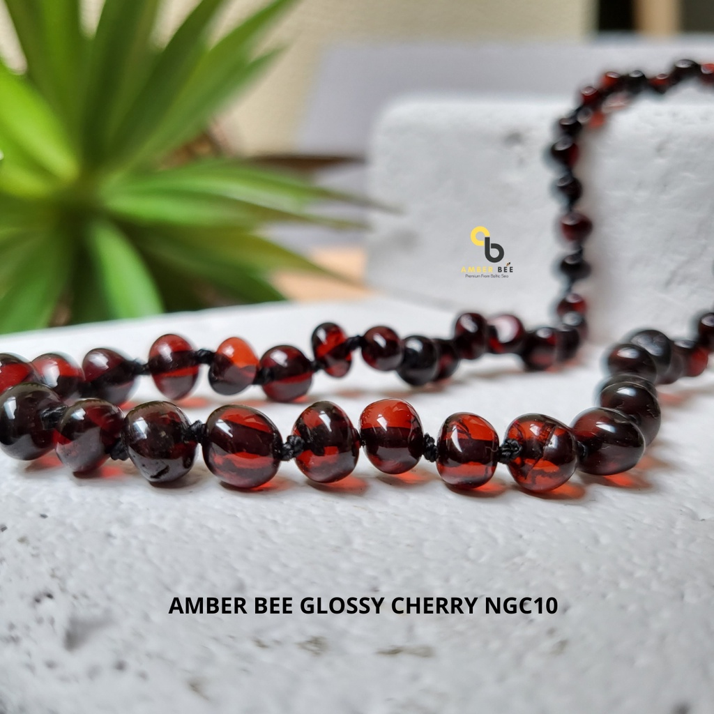 Set Kalung Gelang Amber Bayi &amp; Anak TK/SD Premium Glossy Cherry by Amber Bee NBGC1063