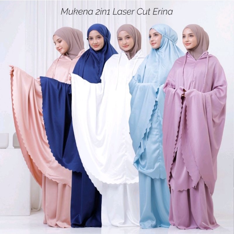 Mukena 2in1 premium silk laser cut  Erina