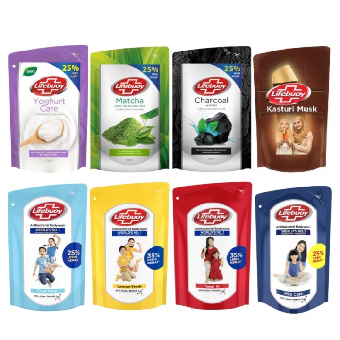 Lifebuoy Body Wash Refill / Sabun Mandi Cair All Varian Pouch 450ML 825ML