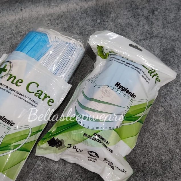 NECARE POUCH 3PLY MASK - MASKER NECARE NE CARE SATCHET HYGENIC HYGIENIC 3PLY EARLOOP BIRU WARNA ISI 50 PC