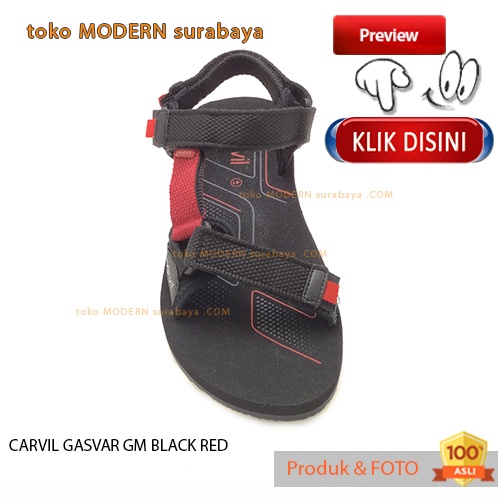 CARVIL GASVAR GM BLACK RED sandal pria casual sandal gunung slide