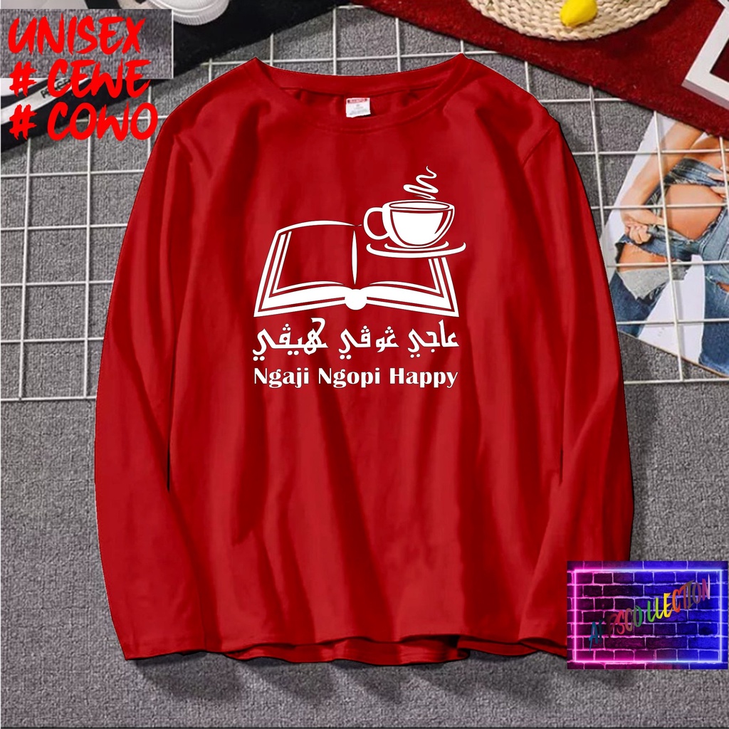 COD/ KAOS NGAJI NGOPI HAPPY SANTRI /KAOS TULISAN/KAOS SANTRI KEKINIAN/KAOS DAKWAH/KAOS ISLAM/SANTRIWATI/KAOS HITS 2022/KAOS BERGAMBAR KAOS EKSPRESI KAOS PRIA TSHIRT WANITA Santai Crew Neck V-Neck Slim-fitting Polos Setrip Hitam Putih Crew Neck