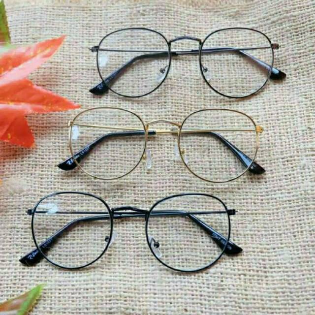 kacamata oval wanita lensa rangka transparant retro vintage metal frame