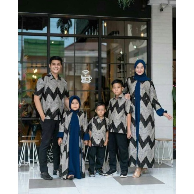 batik couple keluarga zigzag 3 warna gamis muslim bisa pisah