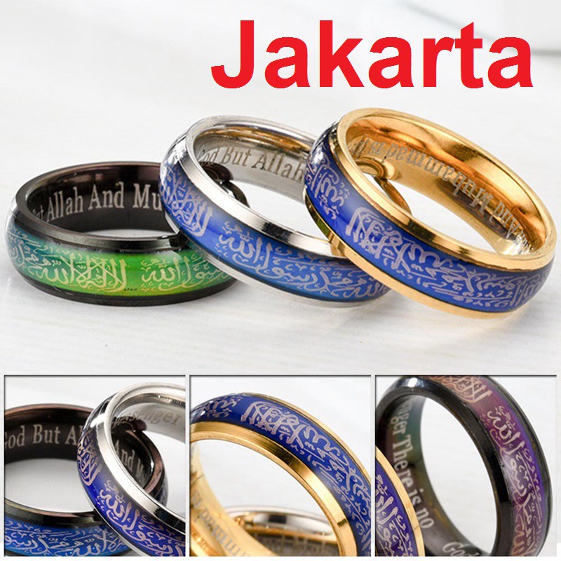 Berubah Warna Cincin Islam Muslim Tauhid Kaligrafi Syahadat Pria Wanita Islami Lafadz Pernikahan