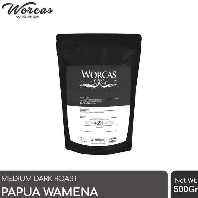 

Kopi Arabica Papua Wamena 500 Gram (Biji/Bubuk) | Worcas Coffee - KOPI BIJI