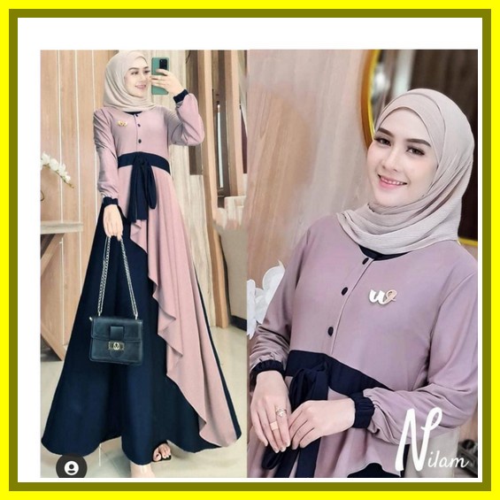 Gamis Terbaru Ferika Selena Vestira Pamela Set Maxy Shakila Busui Sleting Ceruty Babydol Jumbo Moder