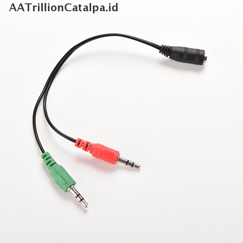 (AATrillionCatalpa) Kabel Splitter Jack Audio 3.5mm Female Ke 2 Male Untuk Headset / Mic