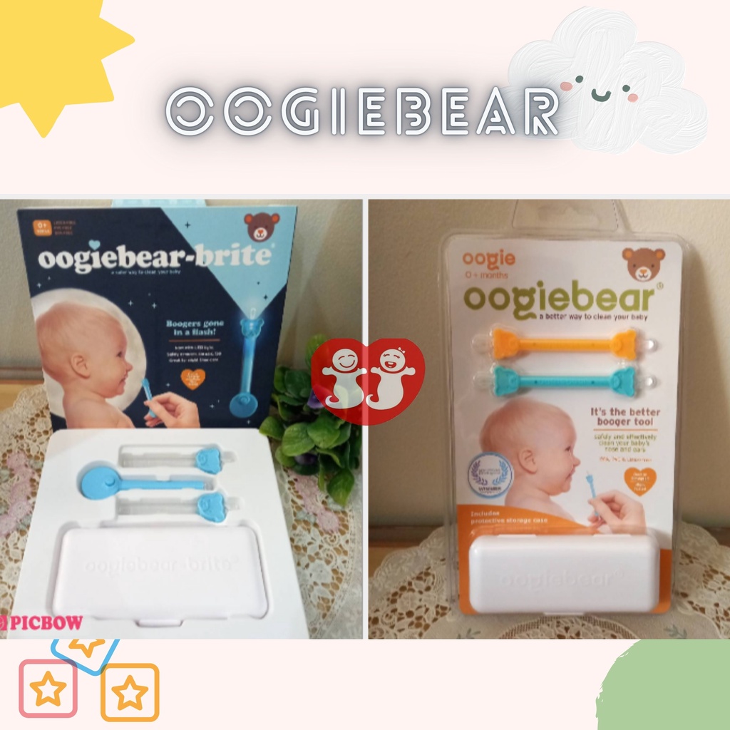 Oogiebear-Brite Nose &amp; Ear Cleaner With Case and LED //  With Case 2pk - Orange/Seafoam