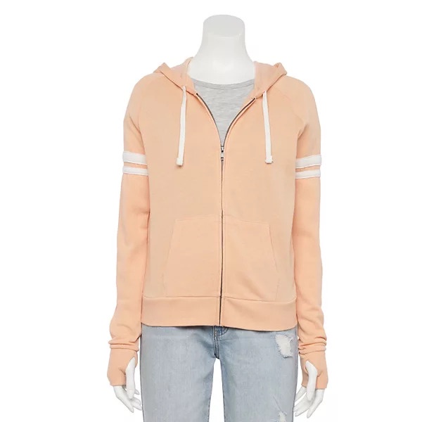 Hoodie Wanita SO Favorite Long Sleeve Zip-Up Hoodie PART 3 [RESTOCK]-Beige White Stripe