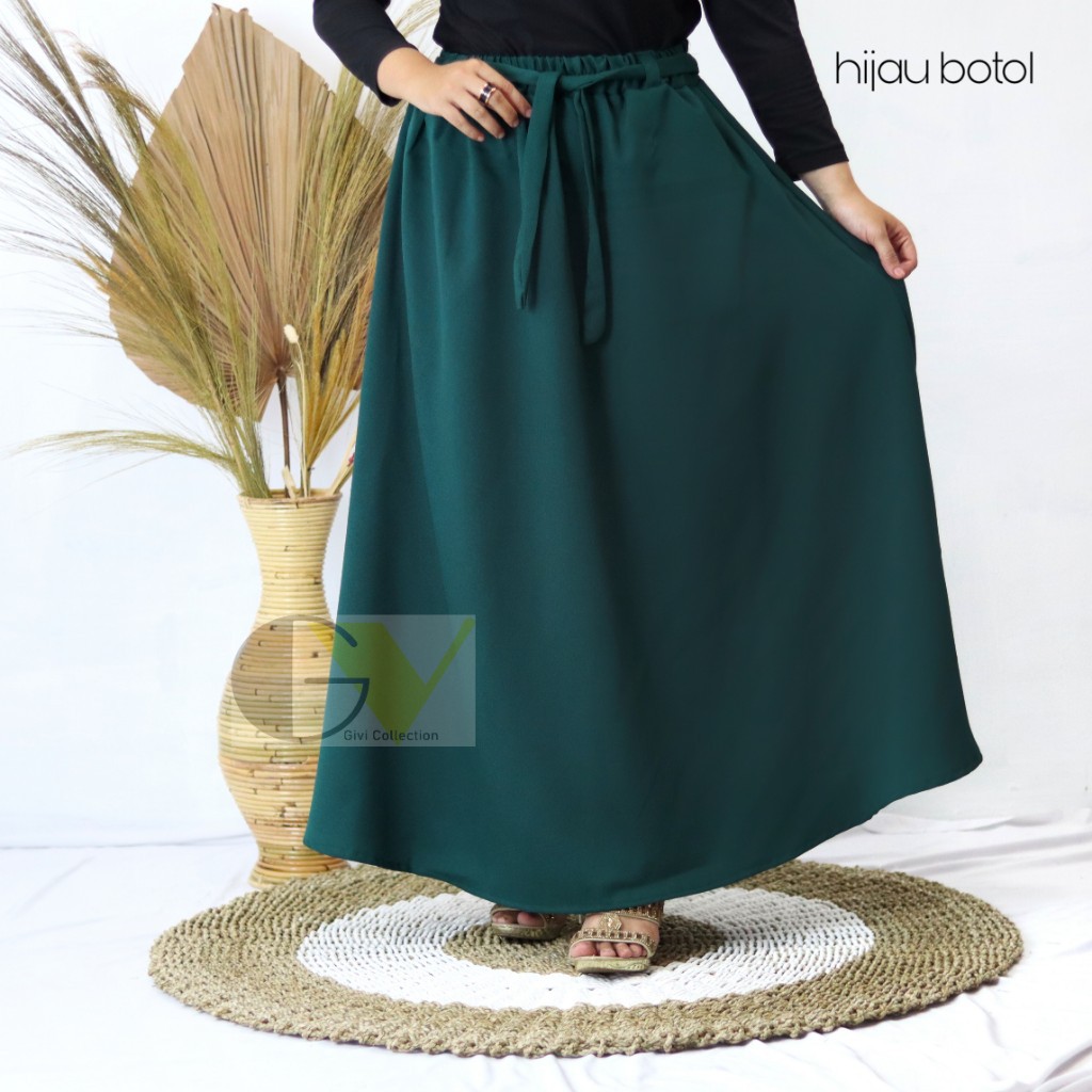 Rok payung panjang mosscrepe premium | rok panjang polos | rok kerja | maxi skirt | rok tali