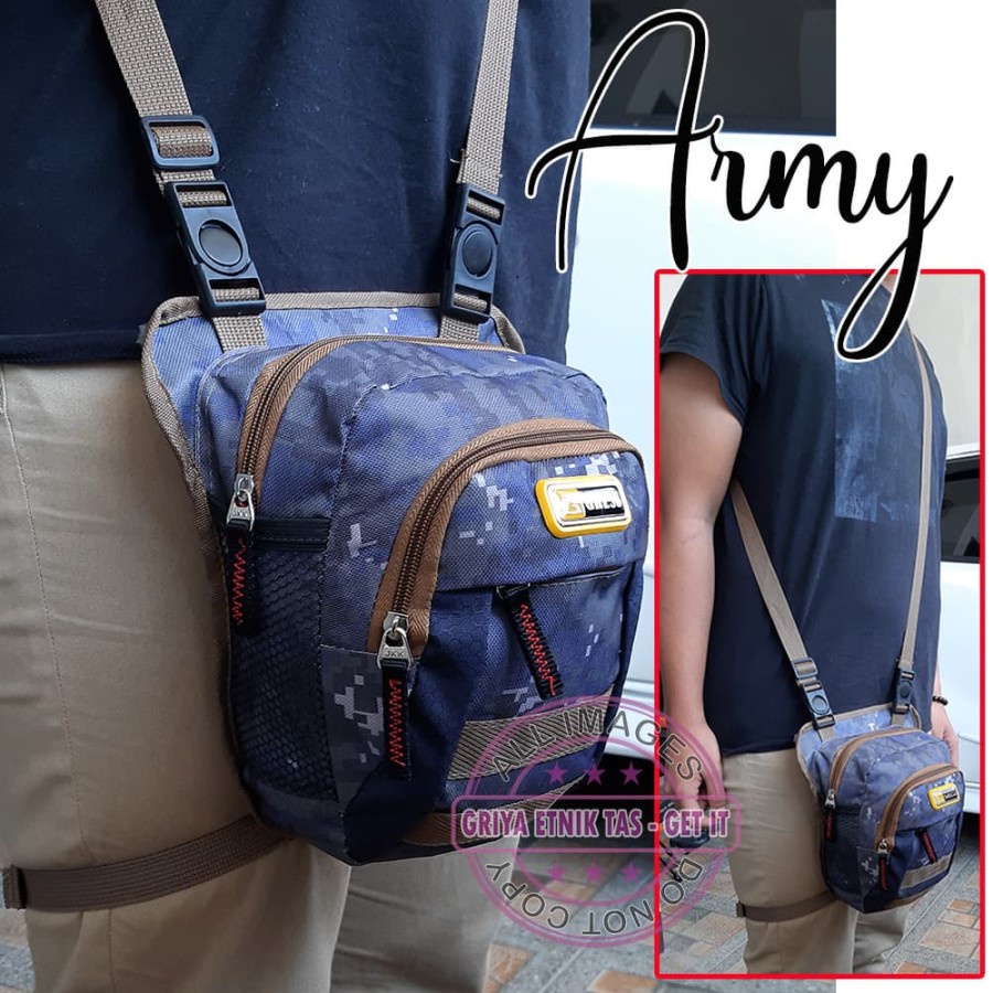 Tas selempang pria Mini Motif Tentara - Tas Paha Cowok Motif Army - Slempang