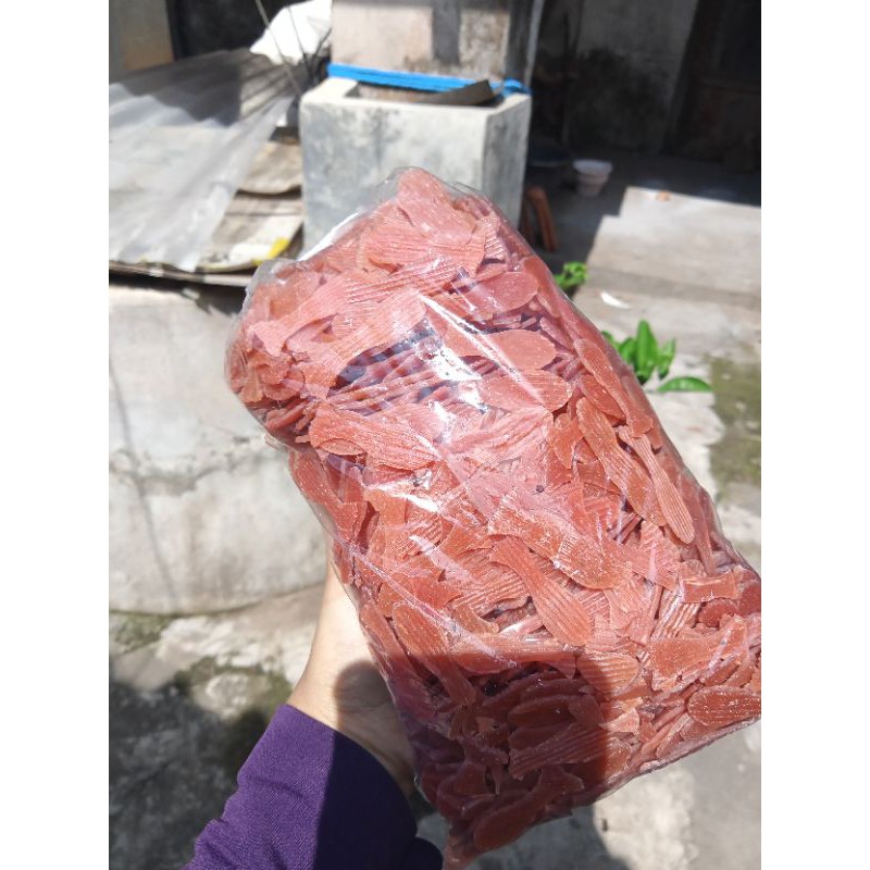 krecek kerupuk ikan pink / krupuk ikan pink mentah merk fuji