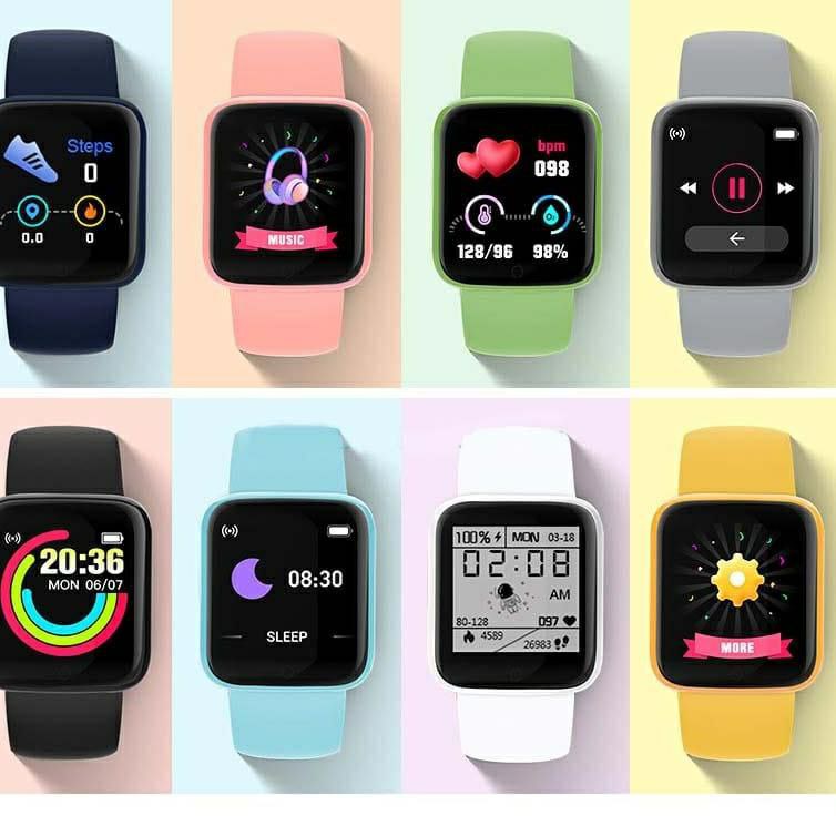 Smartwatch Y68 Macaron / Jam Tangan Smart Watc D20S Candy Digital Olahraga Pria Wanita Bluetooth For Android IOS