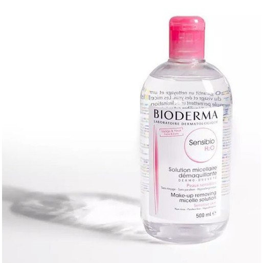 Bioderma Sensibio H2O Micellar Water 250ml &amp; 500ml Pump (Pembersih wajah make up sedang besar pink)