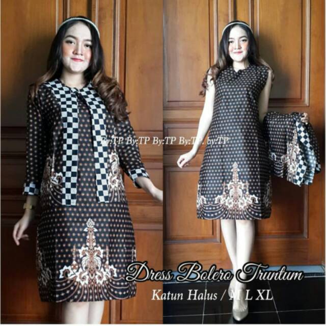 Dress Bolero Truntum Mahkota 2in1 Sogan Batik Modern