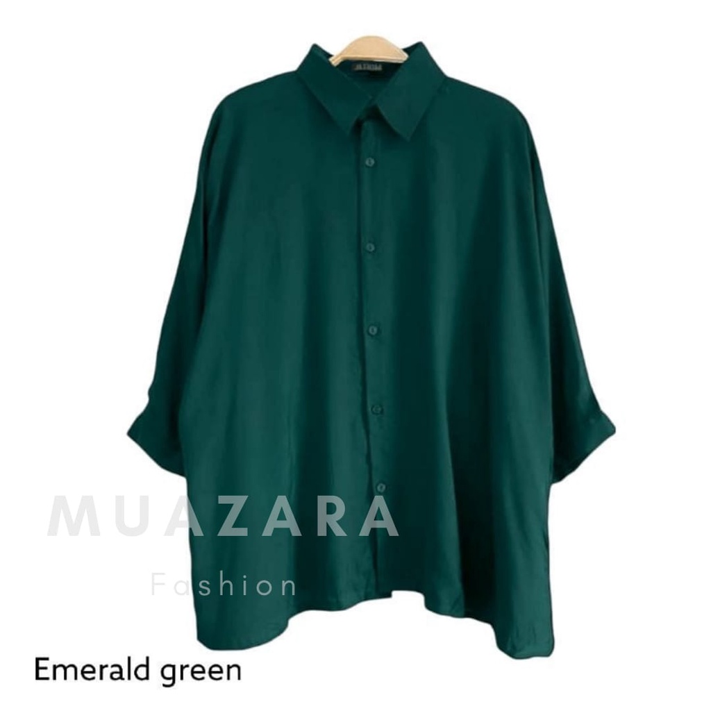 Kemeja Wanita Jumbo LD 130 XXXL / Kemeja Polos Oversize-Emerald Green