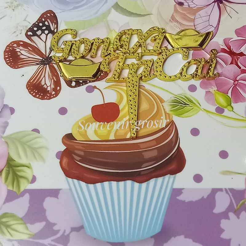 Tusukan imlek gong xi fa cai / topper kue imlek gong xi fa cai 5cm