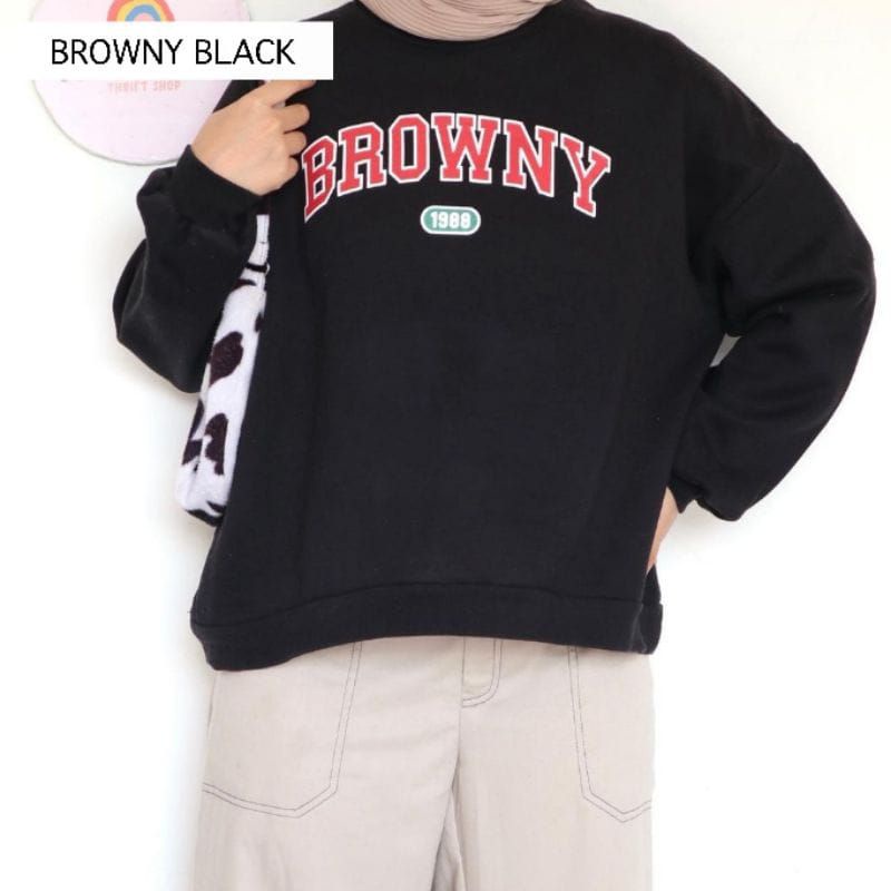 SWEATER WANITA BROWNY /// CREWNECK FLEECE TEBAL KEKINIAN TERBARU&quot;