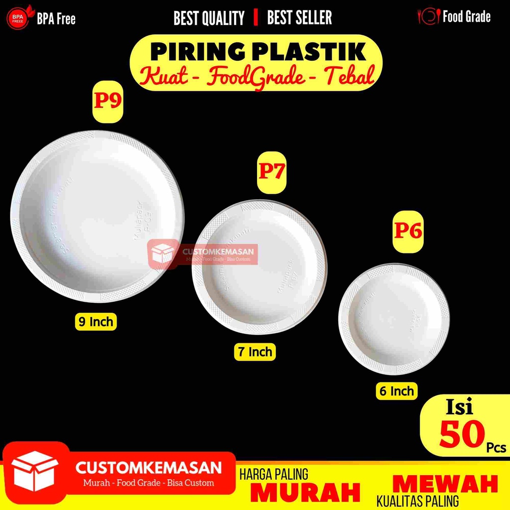 Diskon PIRING PLASTIK PUTIH SUSU / PIRING PLASTIK / PIRING PLASTIK SEKALI PAKAI / PAPER PLATE PLASTI