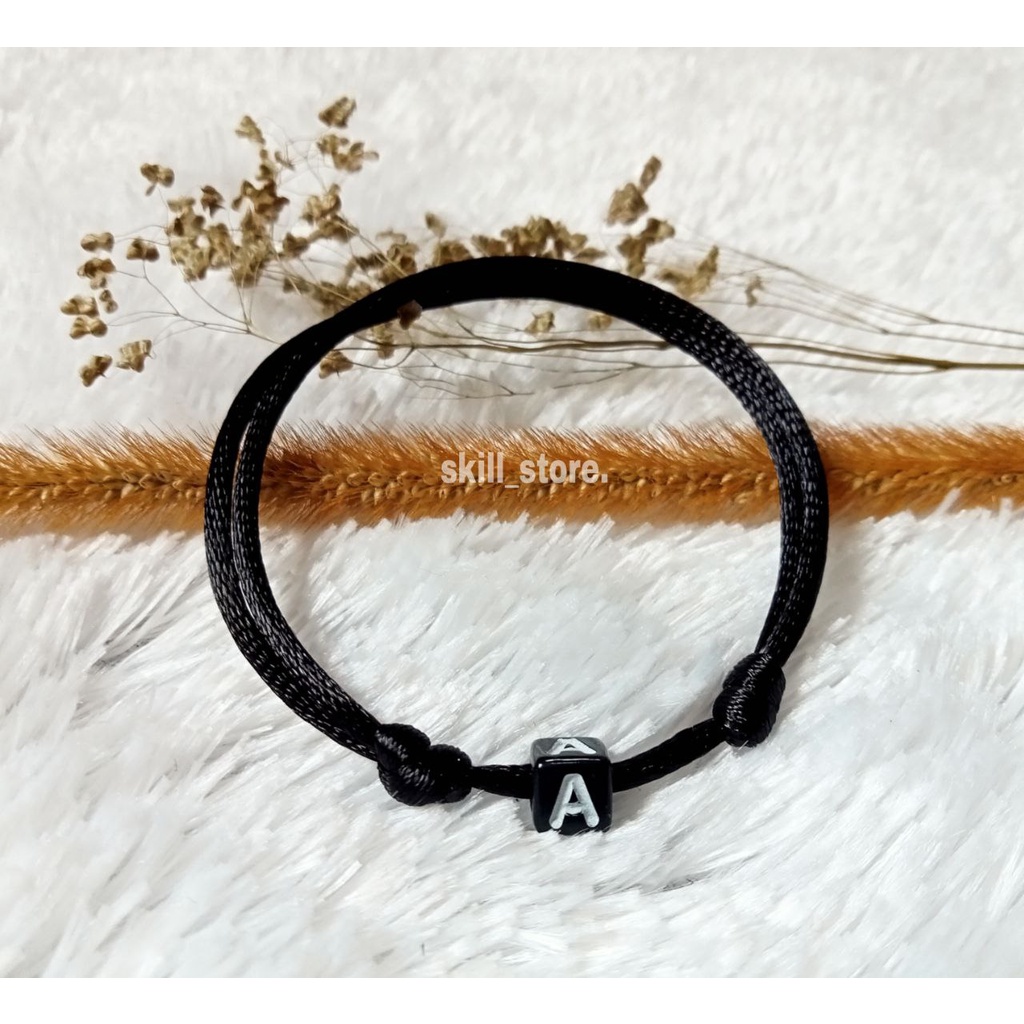 GELANG INISIAL DADU TALI SATIN (A-S)/GELANG COUPLE HURUF/GELANG MURAH/GELANGPERSAHABATAN