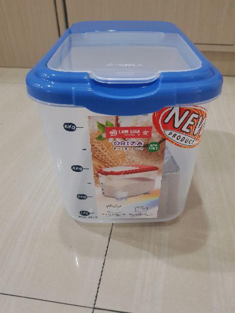 Box Beras Lion Star Oriza 6.5 Kg/tempat Beras (model Tutup Flip) Lion Star 6.5 Kg