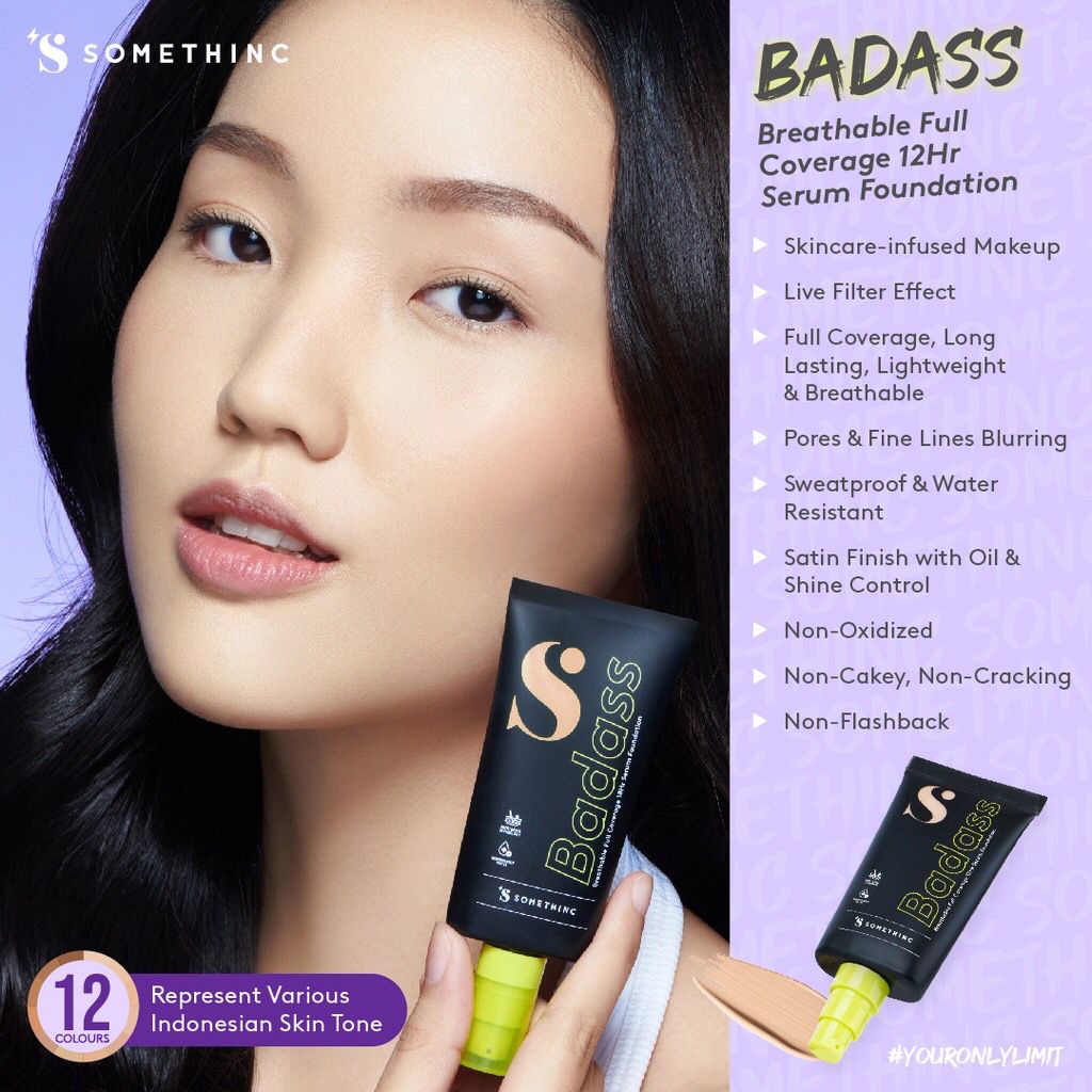 SOMETHINC BADASS Breathable Full Coverage 12HR Serum Foundation - Tahan Hingga 12 Jam