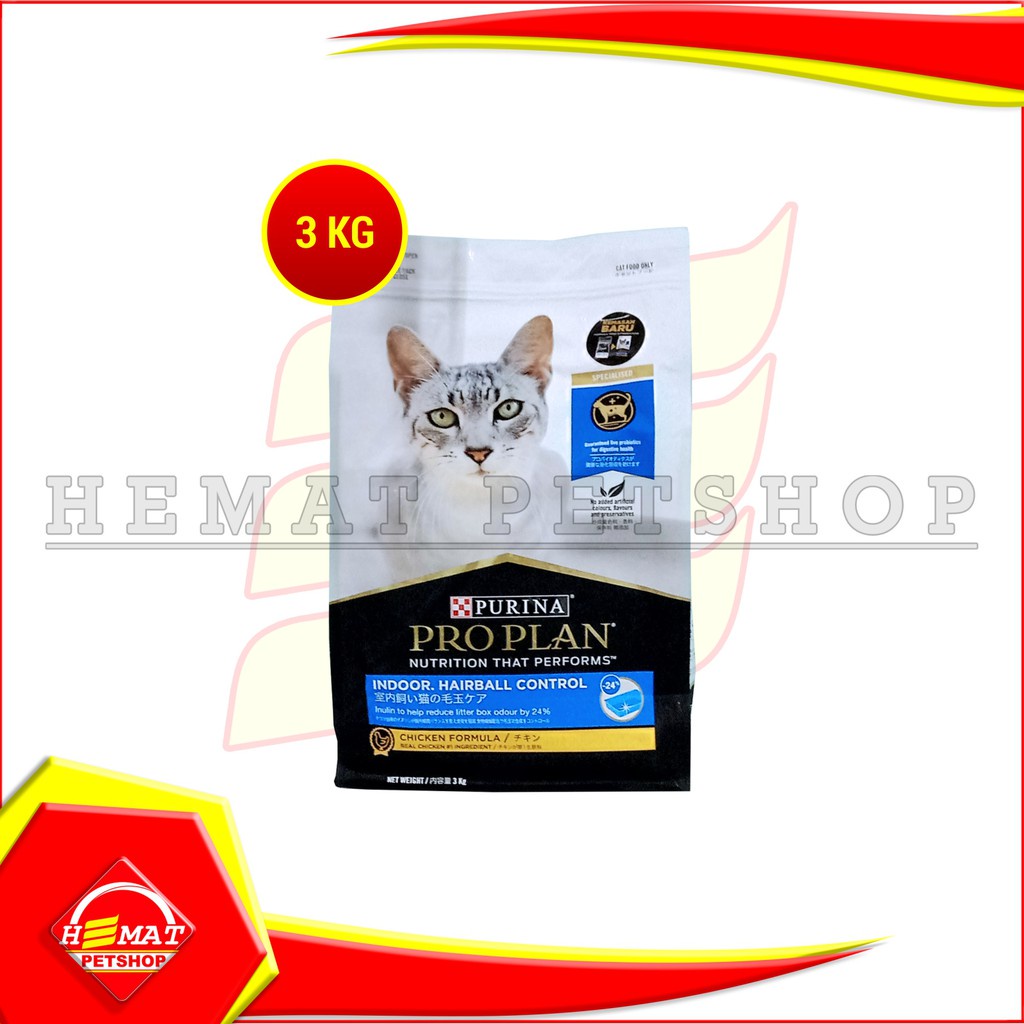 ProPlan Makanan Kucing Indoor Pro Plan Hairball Chicken Ayam 3 Kg