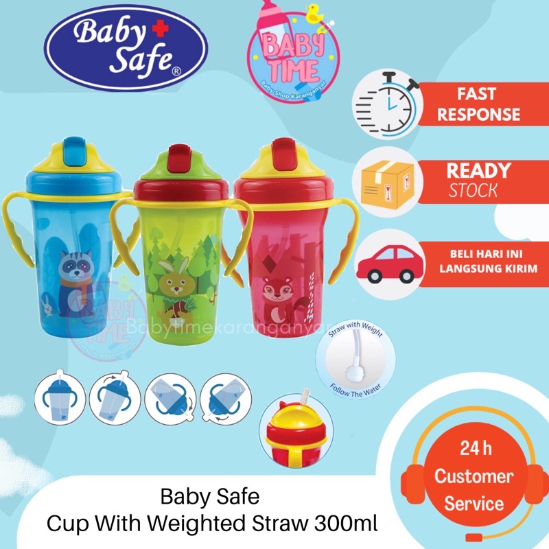 Baby Safe JP020 Cup With Weighted Straw 300 ml / Botol minum sedotan / botol minum anak dan bayi