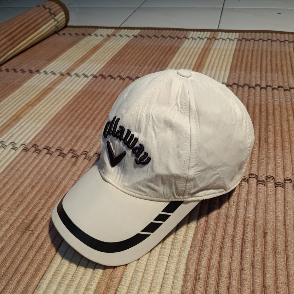 Topi Golf CALLAWAY GOLF Cap White Adjustable Original Second Preloved