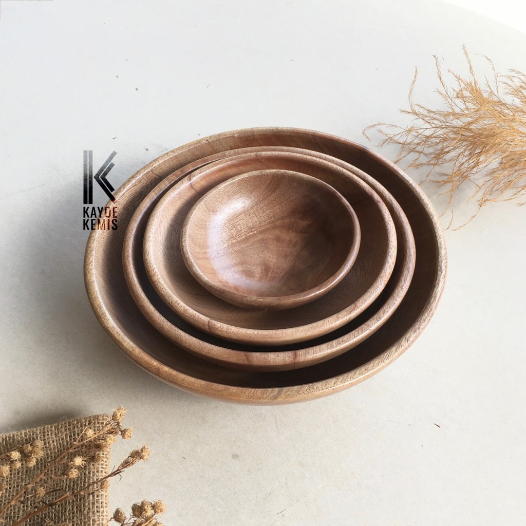 mangkok kayu (kayu mahoni)