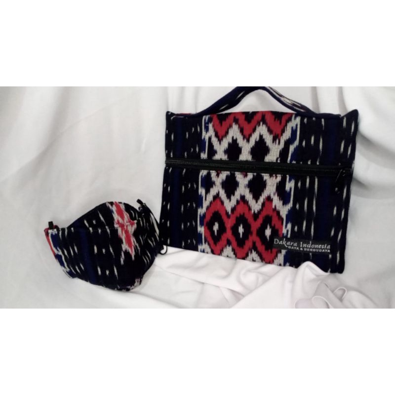 POUCH + MASKER TENUN ETNIK DAKARA INDONESIA