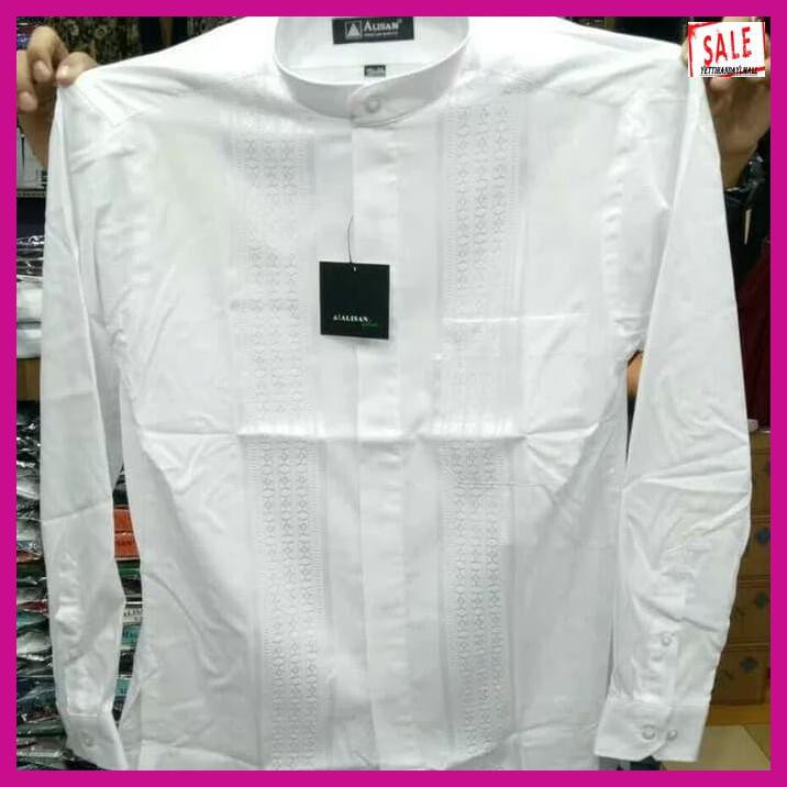 Ujabkoko- Baju Koko Alisan Putih Lengan Panjang(Reguler Fit) -Aslii.