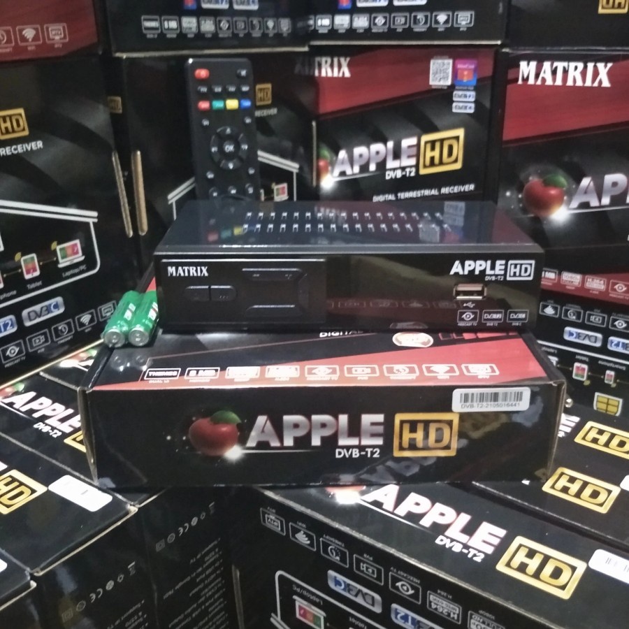 FREE KABEL HDMI STB Matrix Apple Merah Set Top Box TV Digital DVB T2 Matrix Apple HD