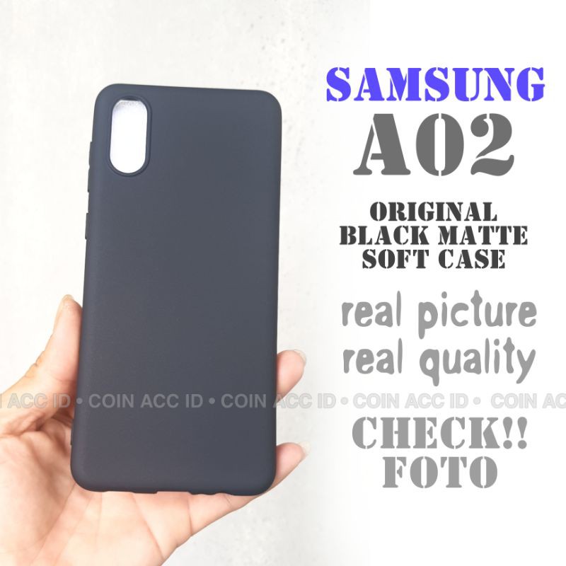 soft case slim fit SAMSUNG A02 2021 ( ORIGINAL Black MATTE CASE silicon ) warna hitam polos