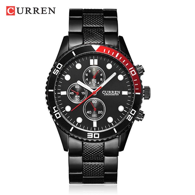 CURREN 8028 Jam Tangan Pria Analog Stainless Steel Chronograph Tidak Aktif Bezel WATCHKITE WKOS