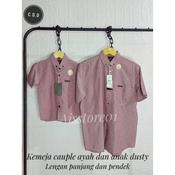 kemeja cauple anak dan ayah unisex  warna dusty pink
