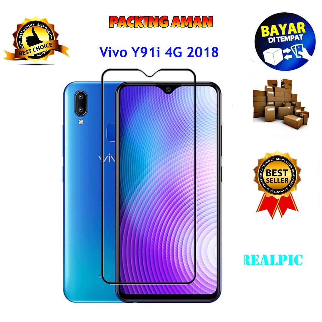 Tempered Glass Vivo Y91i 4G 2018 Full Cover / Full Screen Protector Anti Gores