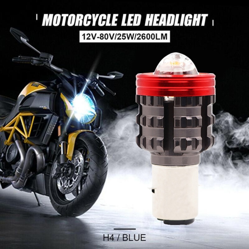 Zzz Bohlam Lampu Depan LED H4 6500K Bahan Aluminum Untuk Motor