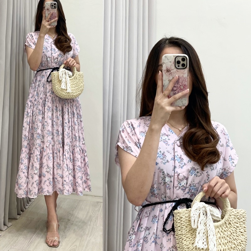 Amariel Malibu Home Dress - Daster Nyaman Adem-Mlb: Pinkish Bouquet