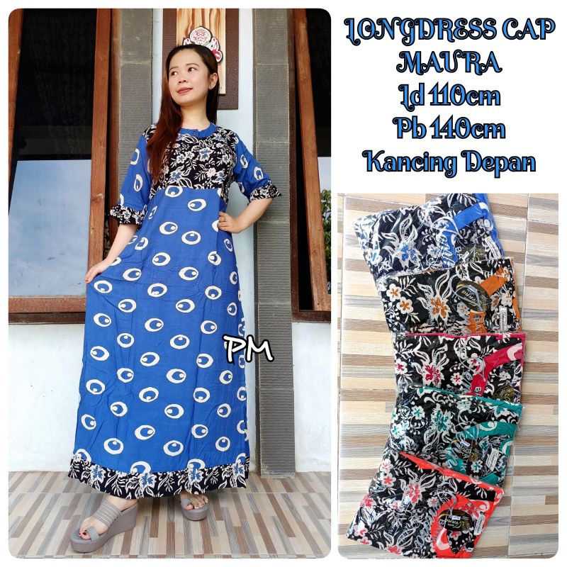 Daster Longdress Cap Maura Kancing Depan Bisa Untuk Busui Bumil Motif Mata Batik Kekinian