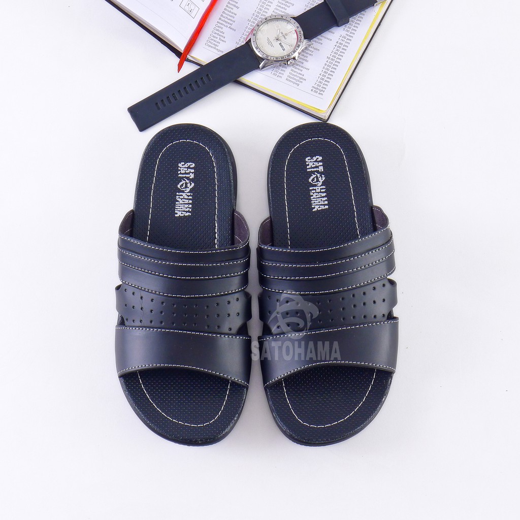 Satohama Sandal Selop Pria Sandal Kasual Pria Sandal Kulit Sintetis Sandal Murah Sandal Pria Dewasa