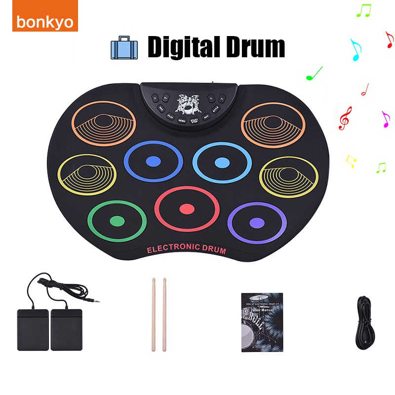 bonkyo Digital Portable Drum G3002 7 Pad Drum dengan metronom built-in