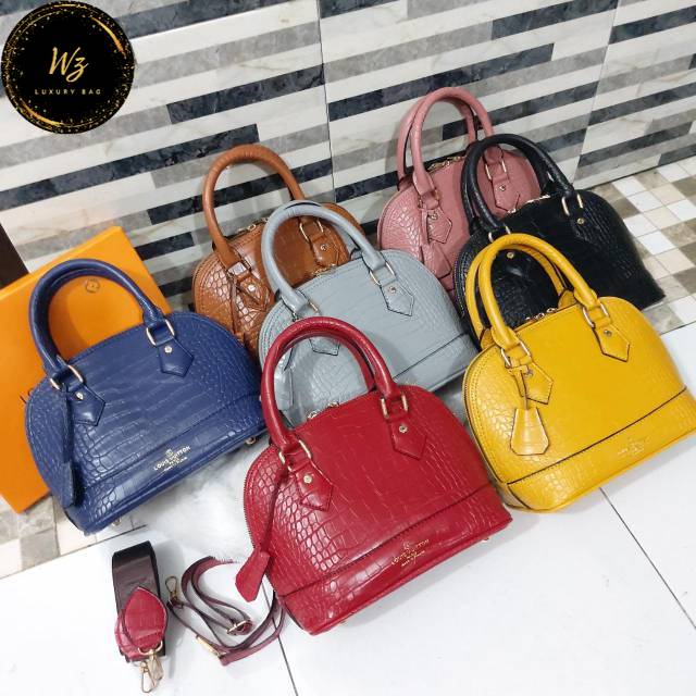BRANDED BAG BATAM IMPORT SUPER HANDBAG | TAS IMPORT LV ALMA.24 CROCO MEDIUM  / LV SLEMPANG ALMA MEDI