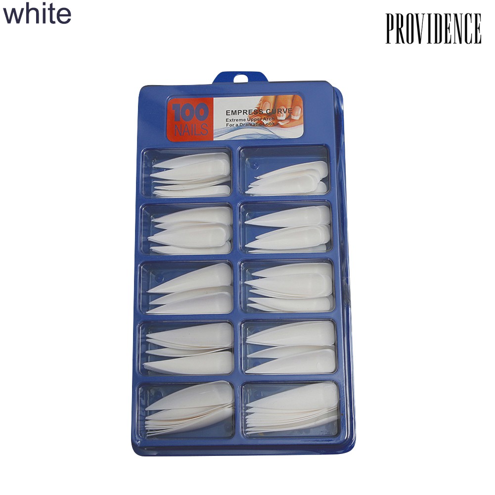 Providence 100Pcs Natural/White/Transparent Full Cover Pointed Oval False Nail Art Tips